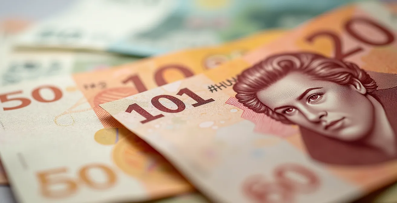 Detailaufnahme von Versicherungsdokumenten mit Schweizer Franken für Akontozahlung