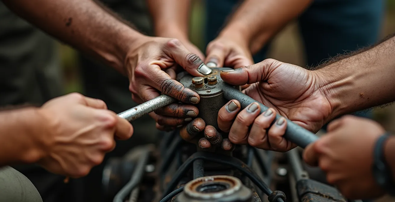 Dakar-Biwak zeigt Teams die sich gegenseitig helfen