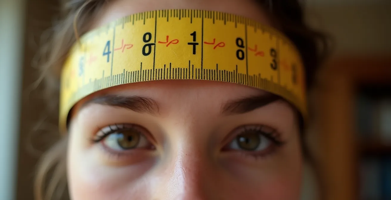 Nahaufnahme der Kopfvermessung für die richtige Helmgrösse