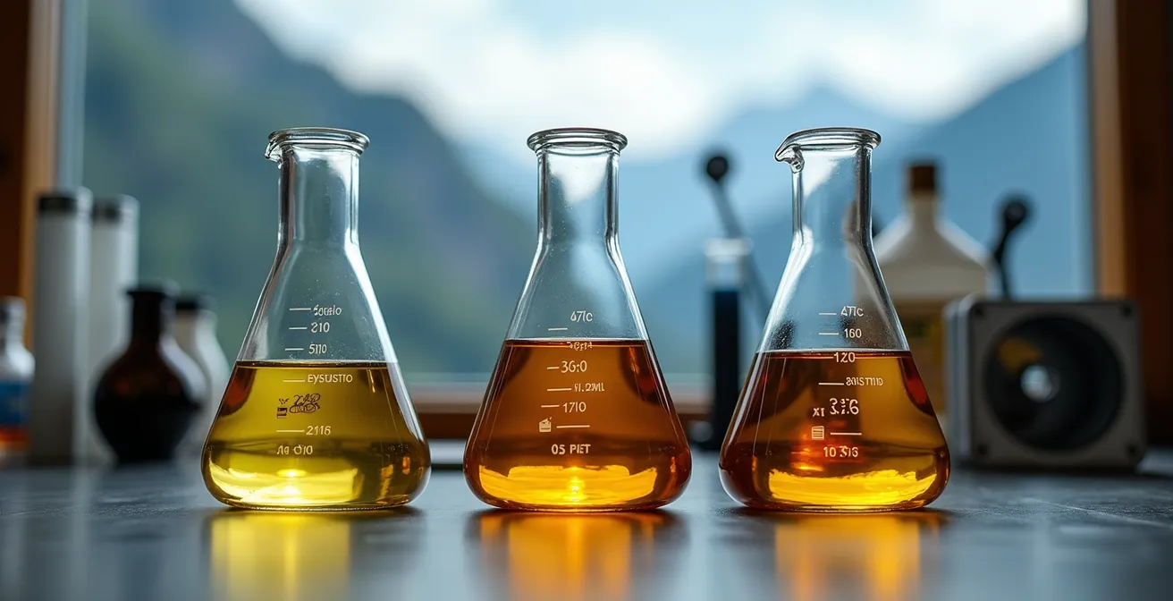 Vergleich der Molekularstruktur verschiedener Motoröltypen