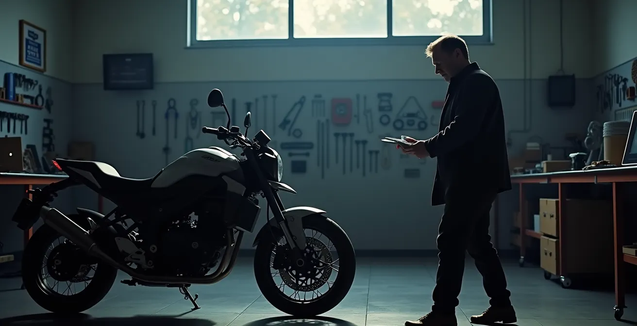 Systematische Prüfung kritischer Verschleissstellen am Motorrad mit Werkzeugen