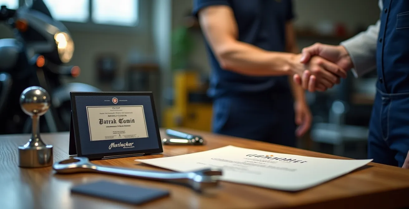 Detailaufnahme eines Schweizer Handelsregister-Eintrags auf einem Tablet, symbolisiert die Suche nach einer vertrauenswürdigen Werkstatt.