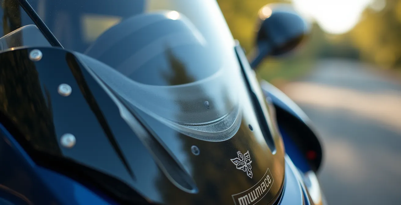 Detailaufnahme der Windschild-Verstellung an einem Touringmotorrad